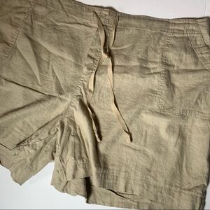 New JMS linen blend khaki shorts with elastic waistband loose fit 3x